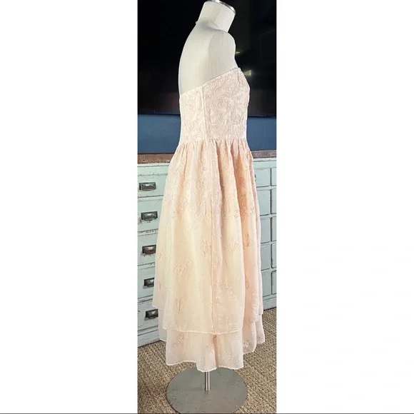 Anthropologie Forever That Girl Sequined Strapless Tiered Midi Dress NWT L